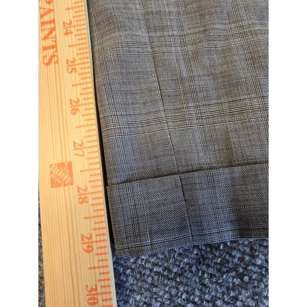 Oscar de la Renta Men’s Wool Dress Pants Gray Plaid 41x30 Classic Fit Trousers